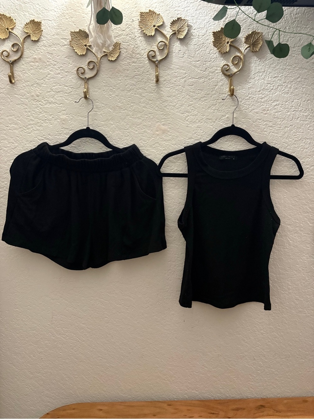 Final Touch Black Crew Neck Top and bottom